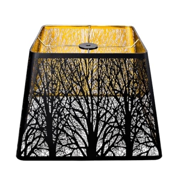 Medium Square Lamp Shades, ALUCSET Metal Lampshade with Pattern of Trees for Table Lamp and Floor Li...