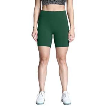 Aoxjox Trinity Workout Biker Shorts for Women Tummy Control High Waisted Exercise Athletic Gym Running Yoga Short 6" (Storm Green, Medium)