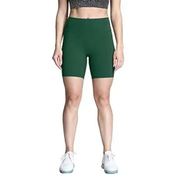 Aoxjox Trinity Workout Biker Shorts for Women Tummy Control High Waisted Exercise Athletic Gym Running Yoga Short 6" (Storm Green, Medium)