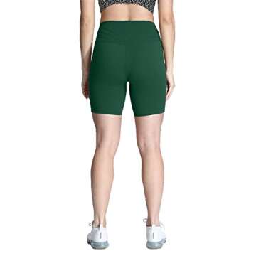 Aoxjox Trinity Workout Biker Shorts for Women Tummy Control High Waisted Exercise Athletic Gym Running Yoga Short 6" (Storm Green, Medium)