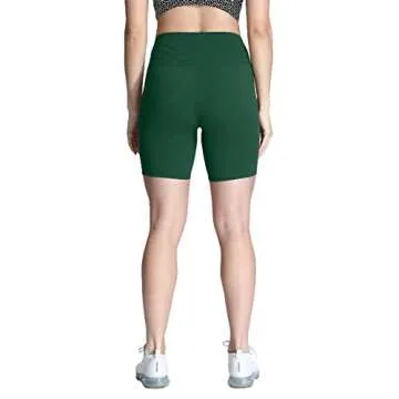Aoxjox Trinity Workout Biker Shorts for Women Tummy Control High Waisted Exercise Athletic Gym Running Yoga Short 6" (Storm Green, Medium)