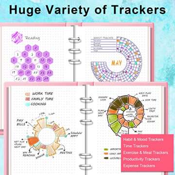 ALODNY 16 Pcs Journal Stencils Set - Time Saving Bullet Journaling Supplies/Accessories Kit -Ultimate Productivity Planner Stencil for Bullet Journal Stencils A5 Dotted Journals