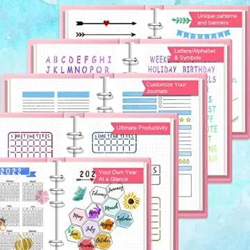 ALODNY 16 Pcs Journal Stencils Set - Time Saving Bullet Journaling Supplies/Accessories Kit -Ultimate Productivity Planner Stencil for Bullet Journal Stencils A5 Dotted Journals