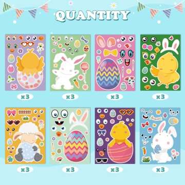 OHOME Easter Stickers - Easter Basket Stuffers for Kids - DIY Happy Easter Egg Bunny Sticker Easter Crafts Stickers,Kids Easter Gifts Decor Treats Games Toys Activities Party Favor Supplies(24 Sheets)