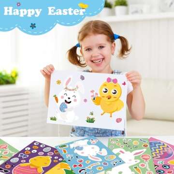 OHOME Easter Stickers - Easter Basket Stuffers for Kids - DIY Happy Easter Egg Bunny Sticker Easter Crafts Stickers,Kids Easter Gifts Decor Treats Games Toys Activities Party Favor Supplies(24 Sheets)