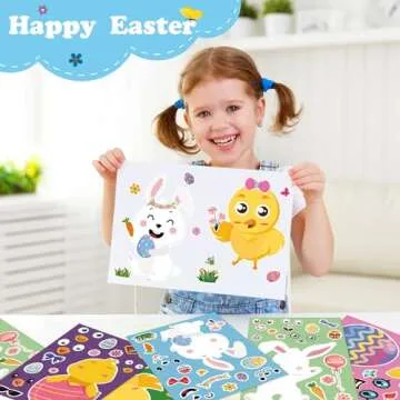 OHOME Easter Stickers - Easter Basket Stuffers for Kids - DIY Happy Easter Egg Bunny Sticker Easter Crafts Stickers,Kids Easter Gifts Decor Treats Games Toys Activities Party Favor Supplies(24 Sheets)
