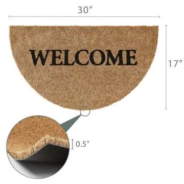 Barnyard Designs Half Moon Welcome Mat for Front Door and Outdoor Entrance, Large Door Mat Indoor Entrance and Outside Doormat, 30x17, Brown (Welcome Bold)