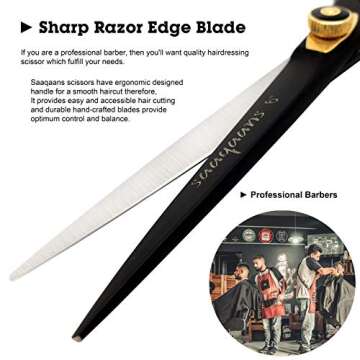 Saaqaans Professional Barber Shears Kit Tools - Hair Cutting Scissors Set for Hairdresser/Hair Salon + Thinning/Texture Hairdressing Haircut Shear for Beautician + Straight Razor + 10 Blades with Case