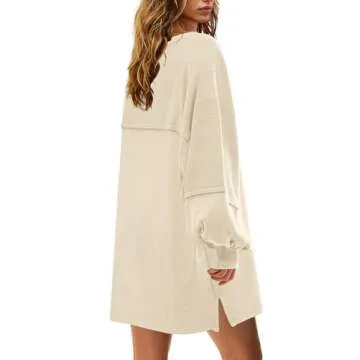 Panadila Womens Oversized Patchwork Sweatshirt Dress