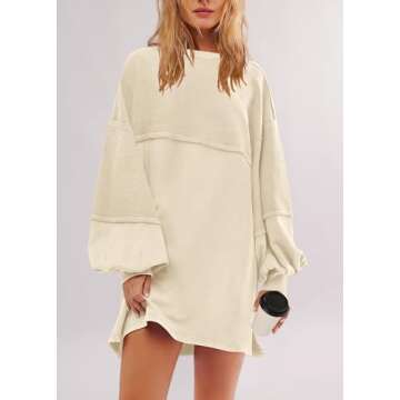 Panadila Womens Oversized Patchwork Sweatshirt Dress
