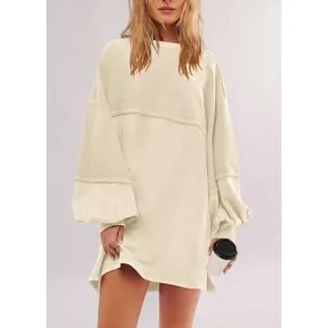 Panadila Womens Oversized Patchwork Sweatshirt Dress