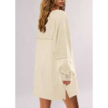 Panadila Womens Oversized Patchwork Sweatshirt Dress