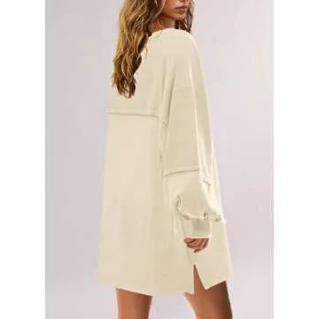 Panadila Womens Oversized Patchwork Sweatshirt Dress