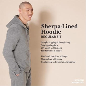 Sherpa-Lined Full-Zip Fleece Hoodie for Men