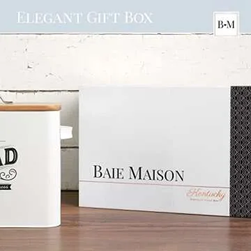 Extra Large White Farmhouse Bread Box for Kitchen Countertop - Breadbox Holder Fits 2+ Loaves - Bread Storage Container Bin - Rustic Bread Keeper Vintage Metal Kitchen Decor (White with Wood Lid)