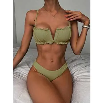 ZAFUL Stylish V-Notch Ribbed Bikini for Summer Fun