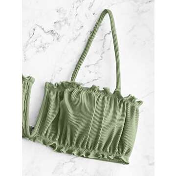 ZAFUL Stylish V-Notch Ribbed Bikini for Summer Fun