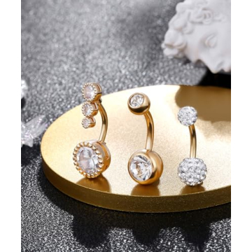 Shakalaka Surgical Steel Belly Button Ring for Women with Cute Butterfly Navel Rings Piercing Jewelry Pack Gold