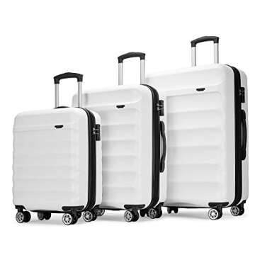 GinzaTravel 3-piece expandable luggage sets with Spinner Wheels， ABS hardshell Suitcase with TSA L...
