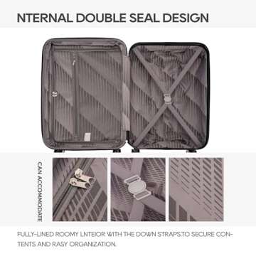 GinzaTravel 3-piece expandable luggage sets with Spinner Wheels， ABS hardshell Suitcase with TSA Lock，Large Luggage for Family Travel & carry on 20/24/28，White color