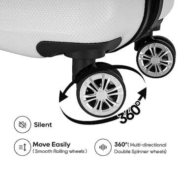 GinzaTravel 3-piece expandable luggage sets with Spinner Wheels， ABS hardshell Suitcase with TSA Lock，Large Luggage for Family Travel & carry on 20/24/28，White color