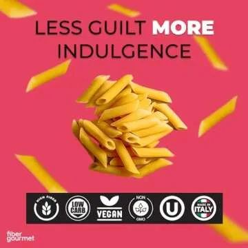 Fiber Gourmet Pasta - Light Penne Pasta - Low Net Carb, Fiber-Rich, Low Calorie, Healthy Pasta - Made in Italy, Kosher, Vegan, Non-GMO - 8 Oz, Pack of 2