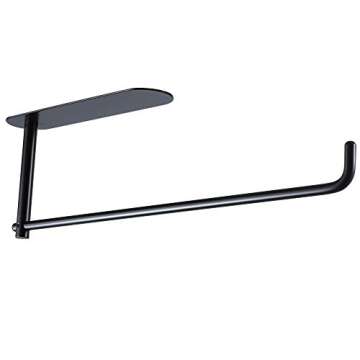 SUNTECH Self Adhesive Towel Paper Holder – Paper Towel Holder Under Kitchen Cabinet Stick on, Wall Mounted Matte Black Paper Towel Rack, SUS304 Stainless Steel