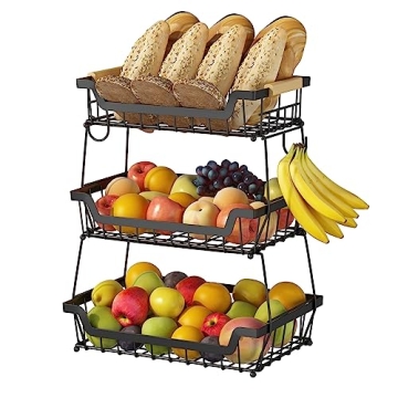 GILLAS 3 Tier Fruit Basket with Banana Hangers