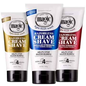 SoftSheen-Carson Magic Razorless Shaving Cream, Hair Removal Cream for Body Hair, Regular Strength Depilatory Cream, Works in 4 Minutes for Normal Hair, 6 Oz