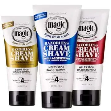 SoftSheen-Carson Magic Razorless Shaving Cream, Hair Removal Cream for Body Hair, Regular Strength Depilatory Cream, Works in 4 Minutes for Normal Hair, 6 Oz