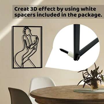 Hananona 3 Pcs Wall Sculptures Gold Wall Decor, Thick Real Metal Minimalist Wall Art, Metal Wall Art Decor, Modern Abstract Female Body Single Line