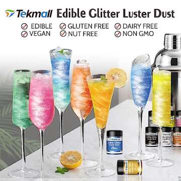 Edible Glitter for Drinks and Desserts | 12 Colors Available