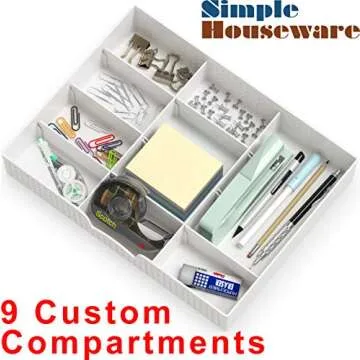 Simple Houseware Drawer Organizer - 9 Adjustable Compartments