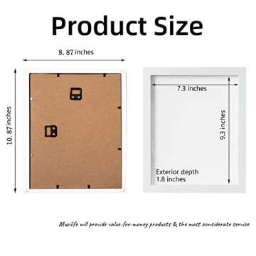Muzilife 8x10 Shadow Box Picture Frame with Linen Board - Deep Wood & Glass Display Case Ready to Ha...