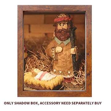 Muzilife 8x10 Shadow Box Picture Frame with Linen Board - Deep Wood & Glass Display Case Ready to Hang Memory Box Sports Memorabilia, Pins, Awards, Medals, Tickets and Wedding Photos, Honey Brown