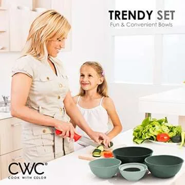 COOK WITH COLOR Mixing Bowls with Lids - 12 Piece Plastic Nesting Bowls Set includes 6 Prep Bowls and 6 Lids, Microwave Safe (Teal)