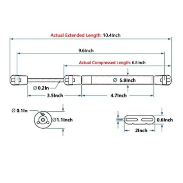 10 Inch Gas Struts for Lids and Doors – 100N Force