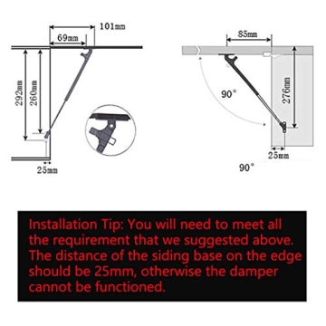 10 Inch Gas Struts for Lids and Doors – 100N Force