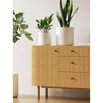 LE TAUCI Ceramic Plant Pots Indoor, 10 Inch 8 Inch 6 Inch Planters for Indoor Plants, Mid-Century Mo...