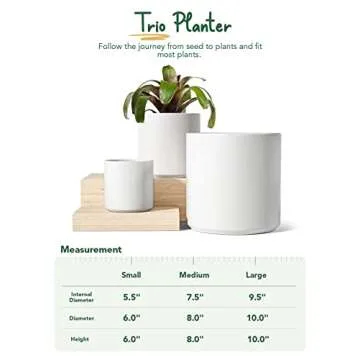 LE TAUCI Ceramic Plant Pots Indoor, 10 Inch 8 Inch 6 Inch Planters for Indoor Plants, Mid-Century Modern Flower Pots with Drainage Hole and Plug, Cylinder Round Planter Pots, Set of 3, White