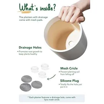 LE TAUCI Ceramic Plant Pots Indoor, 10 Inch 8 Inch 6 Inch Planters for Indoor Plants, Mid-Century Modern Flower Pots with Drainage Hole and Plug, Cylinder Round Planter Pots, Set of 3, White