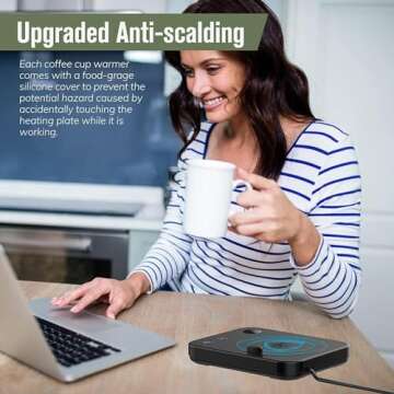 Mug Warmer, Coffee Mug Warmer with 3-Temp Settings, Coffee Warmer with 2-12H Timer, Coffee Cup Warmer with Auto Shut Off, Mug Warmer for Desk with Led Digital Display, Cup Warmer for Beverage,Black