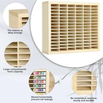 DoubleFill Wooden Marker Organizer for 360 Marker Storage Art Pens Storage Rack Watercolor Brushes Pens Color Pencils Organizer Holder for Desk