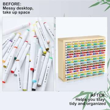 DoubleFill Wooden Marker Organizer for 360 Marker Storage Art Pens Storage Rack Watercolor Brushes Pens Color Pencils Organizer Holder for Desk