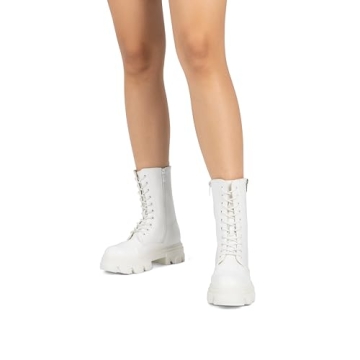 DREAM PAIRS DMB215 Combat Boots Stylish Comfort Mid Calf