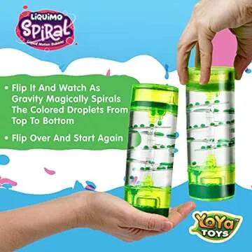 YoYa Toys Liquimo Spiral - Liquid Motion Bubbler (3 Pack) - Hourglass Liquid Timer for Kids and Adul...