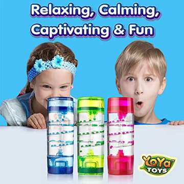 YoYa Toys Liquimo Spiral - Liquid Motion Bubbler (3 Pack) - Hourglass Liquid Timer for Kids and Adults - Stress Relief Fidget Toys for Autistic Children, Desk Décor, Holiday Stocking Stuffers