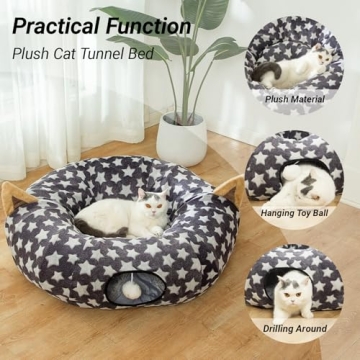 Luckitty Cat Tunnel Bed - Plush, Flexible Design for Happy Pets