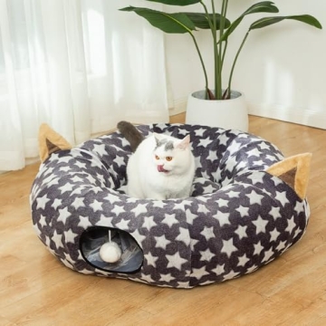 Luckitty Cat Tunnel Bed - Plush, Flexible Design for Happy Pets