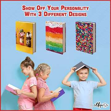 Fun Design, Easy Apply Book Covers 3 Pack. Stretchable Jumbo Jackets Fits Most Hardcover Textbooks U...